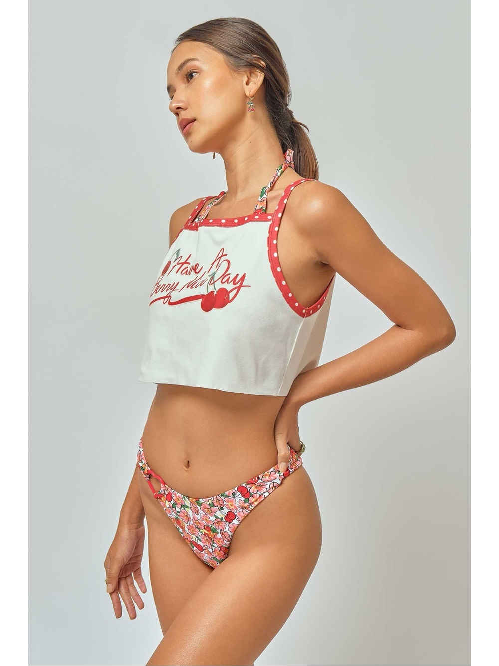 Blackbough Kehlani Baby Tank S Red White Have a Berry Nice Day Cherry Crop Dots
